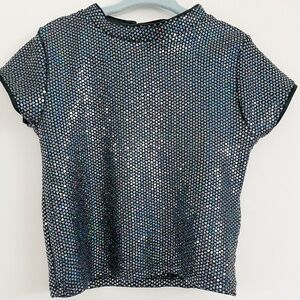 NWOT Zara Girls Mock Neck Sparkle Festive Top
